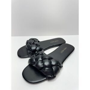 Nine West Sandals Womens Size 6 Black Braided Strap Slip On‎ Flats